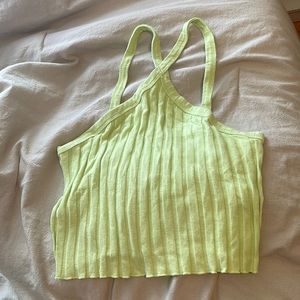 Green halter crop top